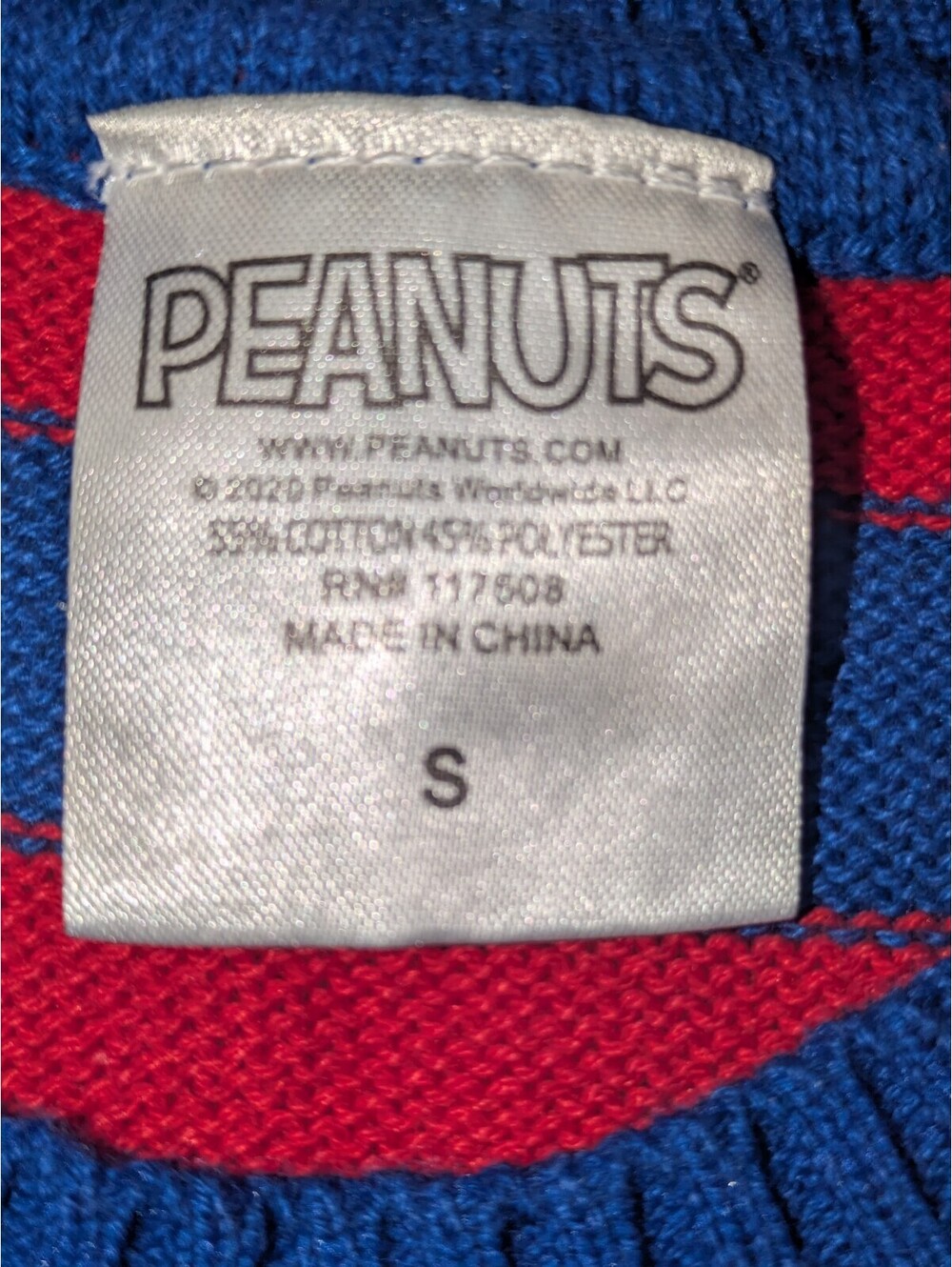 Peanuts Snoopy Christmas Sweater S Red Blue Striped Santa Fuzzy Holiday - Picture 4 of 11